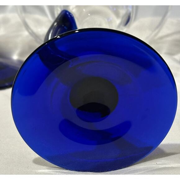 Libbey Bravura Margarita Glasses Set Cobalt Blue Curved Stemware Bar Drink - Picture 8 of 9